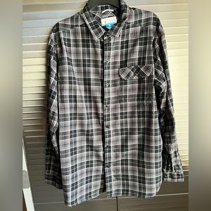 Columbia Omni-Wick Black/Gray Plaid Long Sleeve Button-Down Size Large